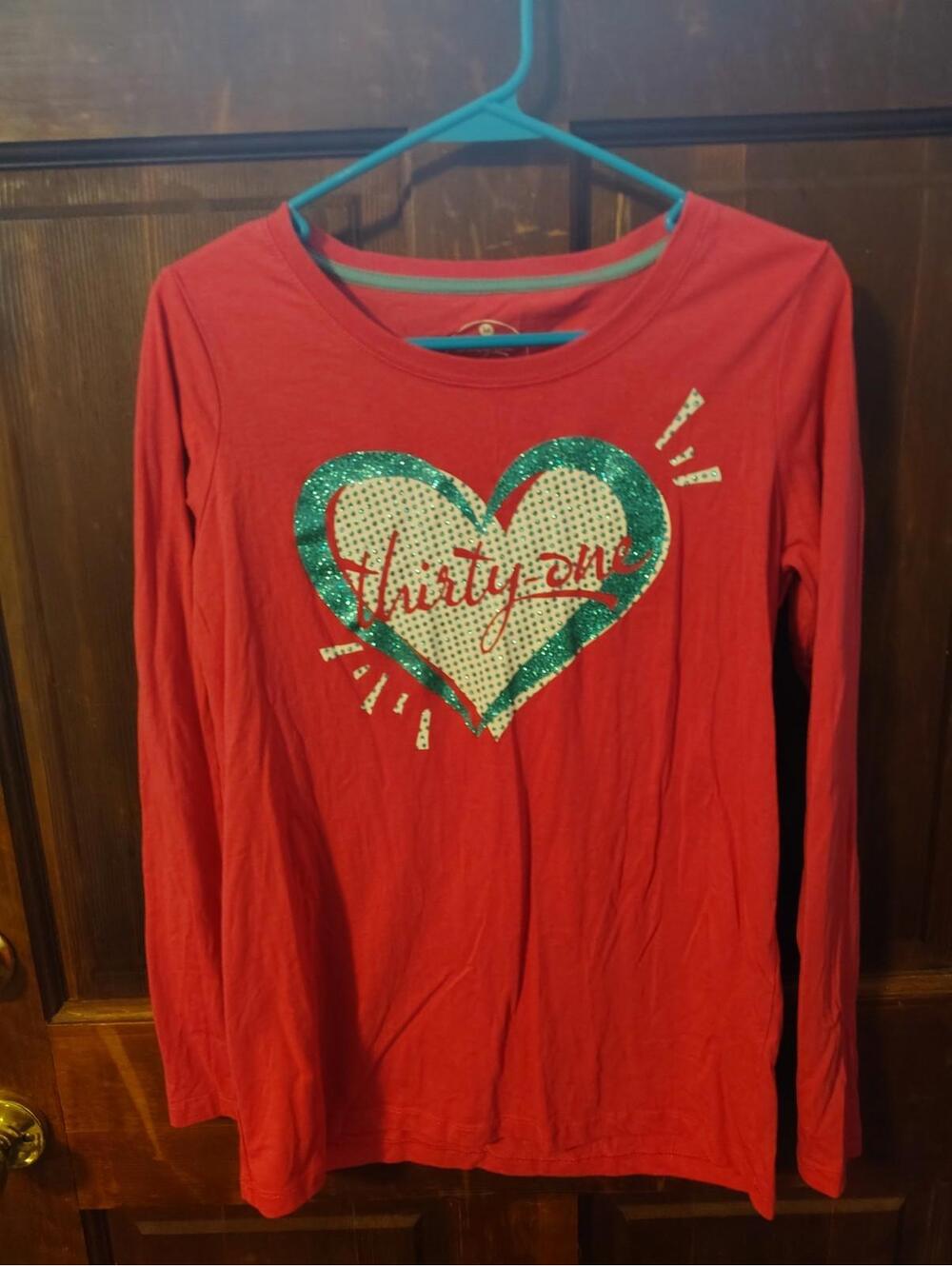 Thirty One Top Womens  Pink  Rhinestones Glitter  Long Sleeve Size Medium